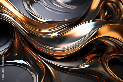 Futuristic Molten Gold and Chrome Fluid Wallpaper