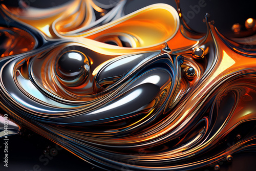 Abstract 3D Multicolor Liquid Metal Background