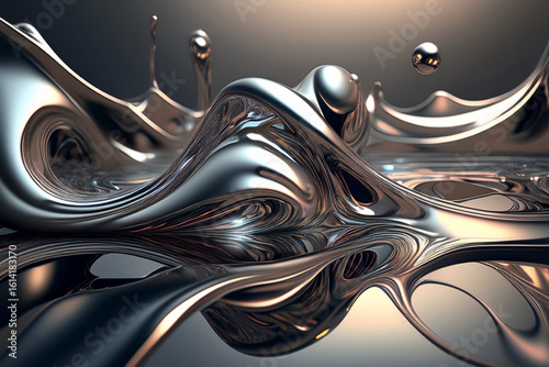 Luxury Silver Metallic Flow Abstract Art
