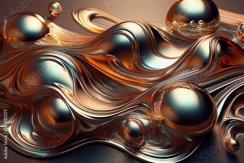 Abstract 3D Multicolor Liquid Metal Background