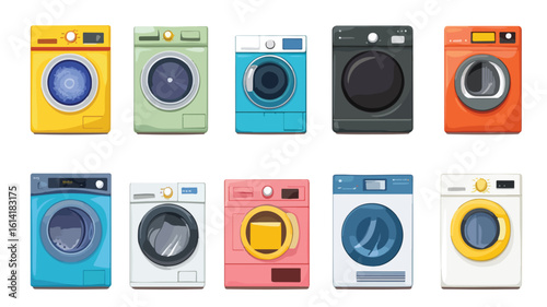 Modern Washing Machine Appliance Set
