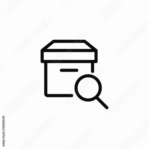 lid box storage search icon sign vector
