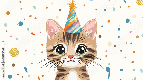 Adorable cat head birthday card design