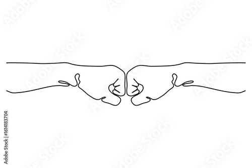 One Continuous Line Art of Two Fists Bumping. Friendship Day Concept.