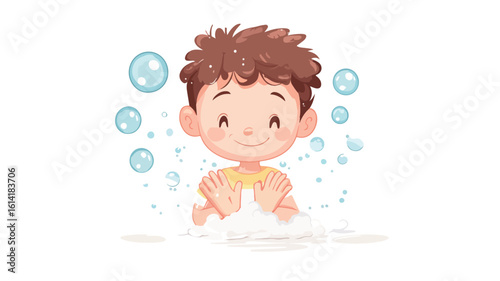 Adorable Kid Characters - Wash Your Hands