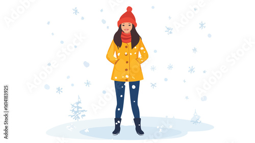 Female Weather Reporter in Snowy Environment