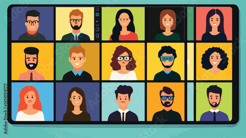 Virtual communication concept with people video calling