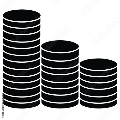 Three stacks of coins in ascending order of height