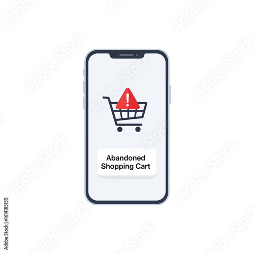 Smartphone displaying an alert for an abandoned online shopping cart.