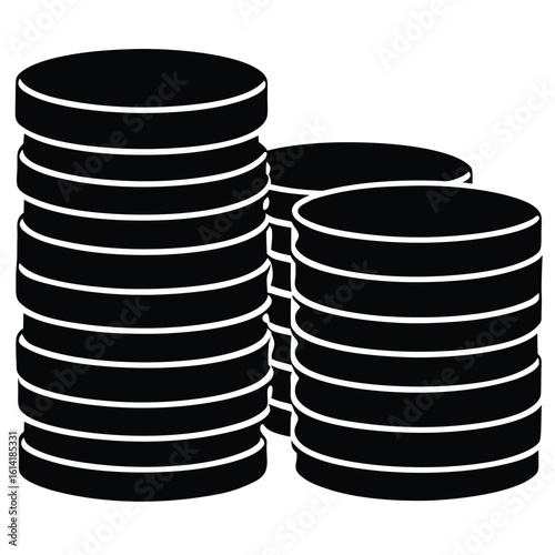 Three stacks of coins in ascending order of height