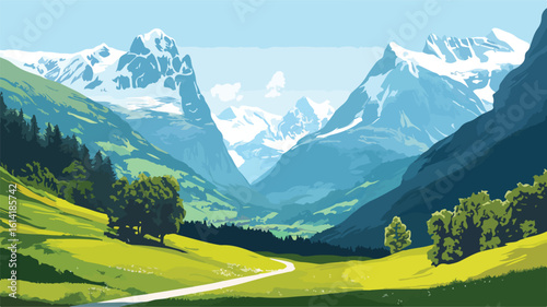 Panoramic view Alps mountains Grindelwald First