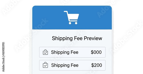 Shipping fee preview showing two options with different costs, one at $0 and another at $200, displayed in a user interface element.