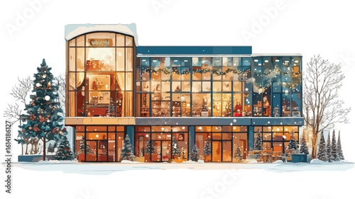 Vintage Christmas Postage Stamp Elements Set