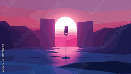 Classic Vintage Microphone on White Background