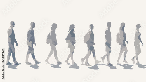 Walking People Cut Out Elements Set