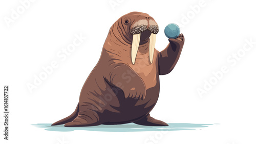Walrus Balancing Ball Cartoon Image