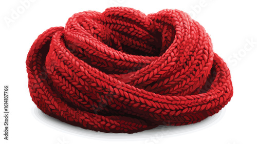 Cozy Red Knitted Scarf Wide Angle