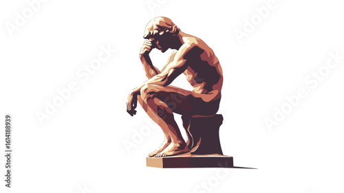 Contemplative Thinker Statue Art Sculpture Background