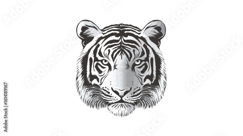 Silver Tiger Head Icon Isolated White