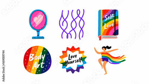 Rainbow Self-Love and Body Positivity Icons