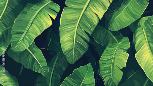 Vibrant Tropical Banana Leaf Illustration