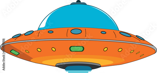 UFO illustration vector on Transparent Background, Illustration of flying saucer, UFO element, UFO Flying Saucer illustration, Spaceship UFO, Set of ufo objects, Hand drawn UFO cartoon illustration.