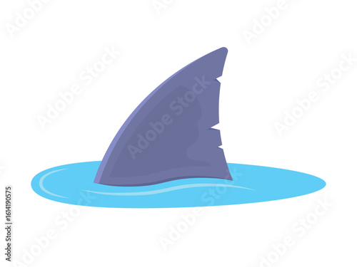 Shark Fin on Sea Vector, Ocean Danger Symbol, Scary Jaws Illustration