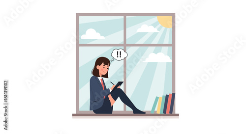 Creative Inspiration Arrives For Girl With Tablet While Seated Near Window