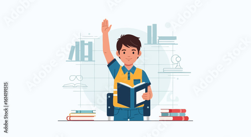 Enthusiastic Student Raises Hand To Answer Question In The Classroom
