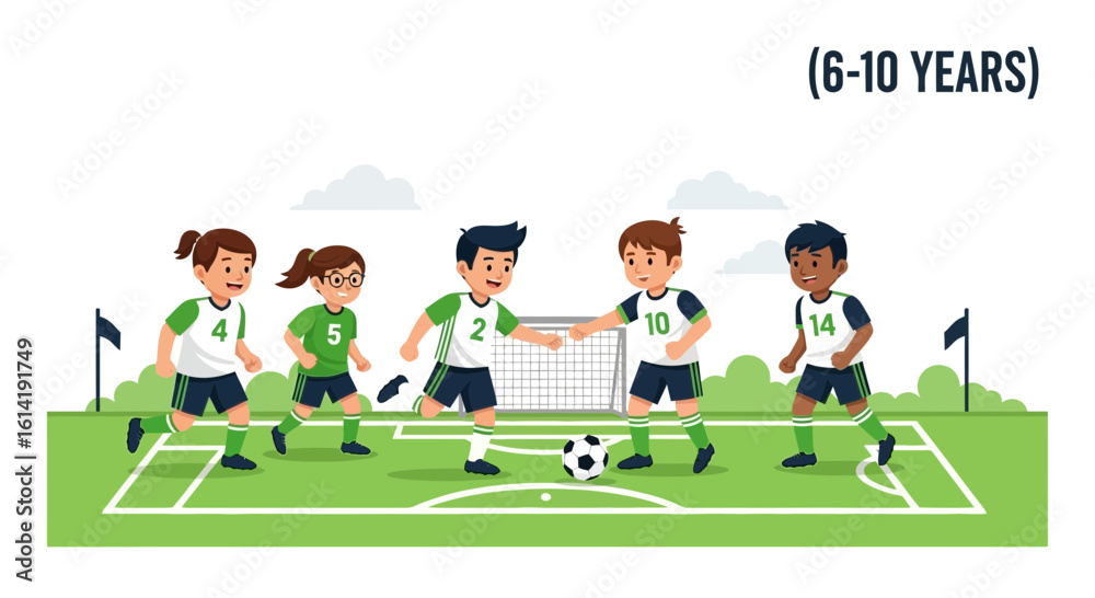 Fototapeta premium Enthusiastic Young Soccer Players Having Fun During a Game On the Field