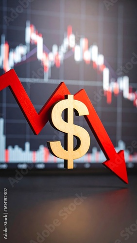 Falling stock market with dollar symbol
