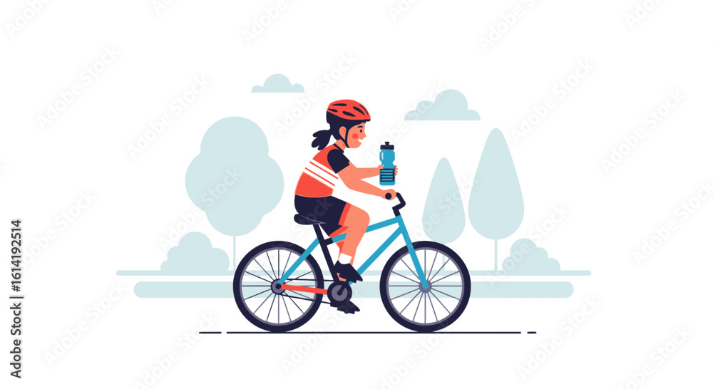 Fototapeta premium Female Cyclist Enjoying Outdoor Leisure Activity For Healthy Lifestyle In Nature