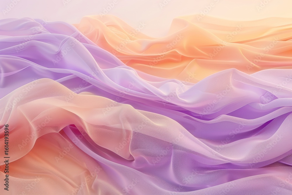 Obraz premium Gentle Pastel Flowing Ribbons of Lavender and Orange