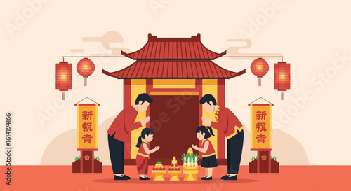 Joyful Family Celebrates Lunar New Year With Ancestral Temple Visit Tradition