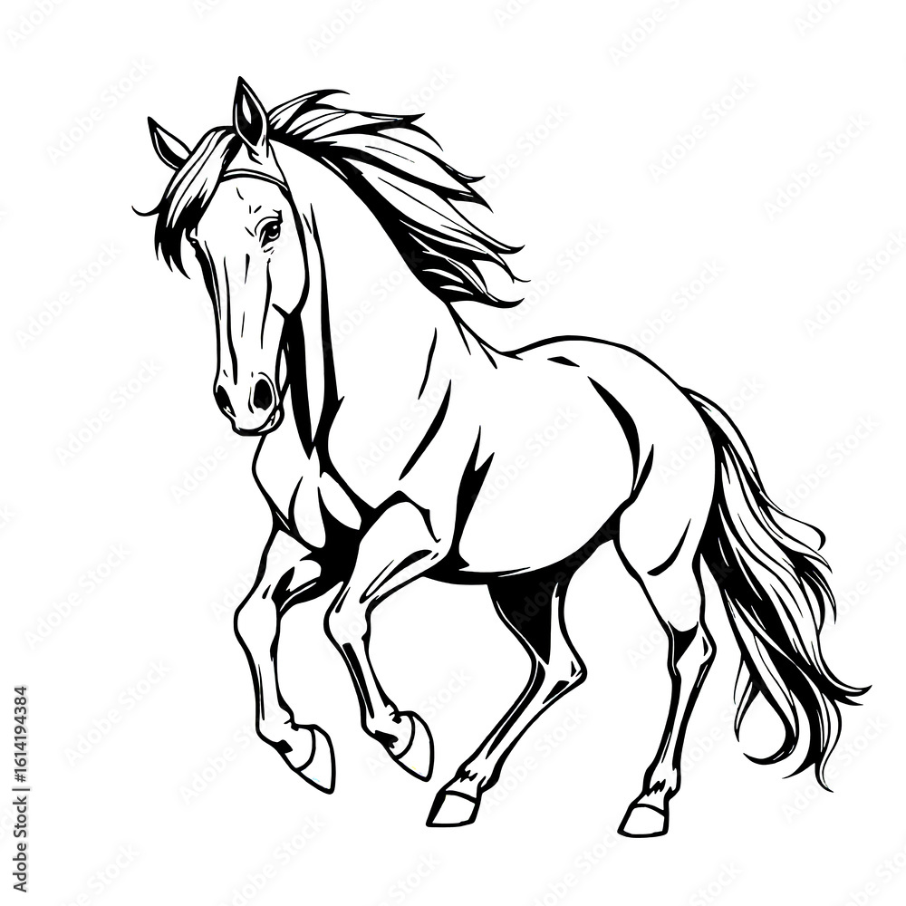 Obraz premium Graceful stallion posing with flowing mane.