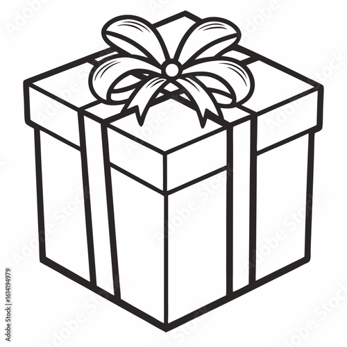 Vector art of a wrapped gift box with a decorative bow is ready for giving
