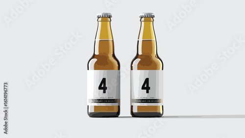 Refreshing beer bottle on white background