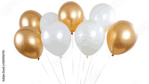 Elegant White Gold Party Balloons Isolated