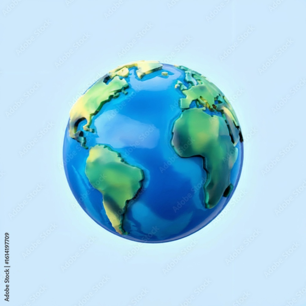 Fototapeta premium A 3D render of the Earth with a stylized, abstract representation of the continents