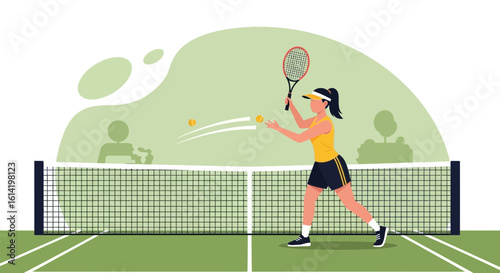 Professional Tennis Player Prepares To Serve With Precision on Court