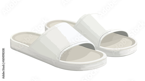 White Slide Sandal Slippers Centered Composition