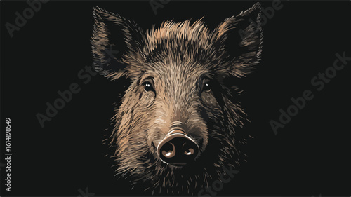 Majestic Wild Boar on Dark Background