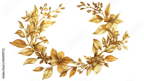 Elegant Watercolor Botanical Gold Wreath Ornament