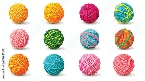 Yarn Ball Element Set with Transparent Background