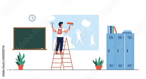 Students Transform Their School With A Vibrant Mural Project With Roller Painting