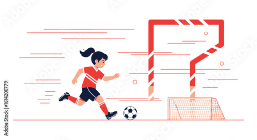 Young Athlete Showing Dedication And Skill During A Soccer Game Illustration