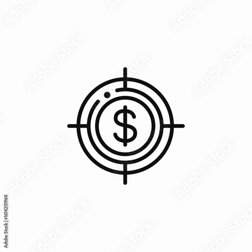 dollar target icon sign vector