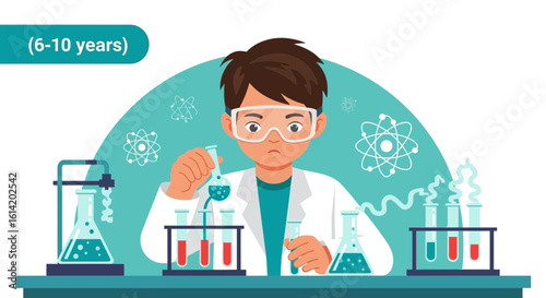 Young Researcher Concentrated On Chemical Experiment With Scientific Glassware