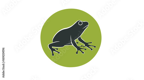 Frog silhouette on green circle