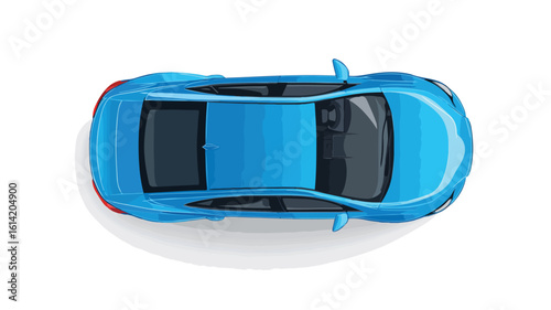 Modern Blue Car Overhead View